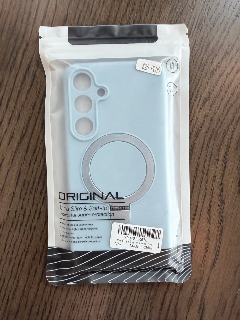 Samsung Light Blue S25 Plus Case with Magnetic Ring